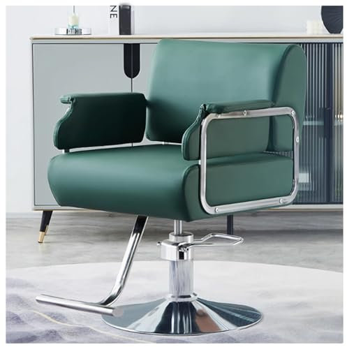 Hydraulischer Friseurstuhl, Friseurstuhl Für Haarstylisten, Robuster Styling-Stuhl Mit Höhenverstellbarer Höhe, Für Shampoo, Schönheitssalon,Grün,B