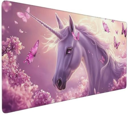 Gaming Mauspad XXL Einhorn Mousepad 800x400x4mm Pferd Verlängertes Mauspad Schreibtischauflage,Genähte Kanten Mauspad,Verbessert Präzision und Geschwindigkeit Wasserdicht Geeignet für Büro und Spiele