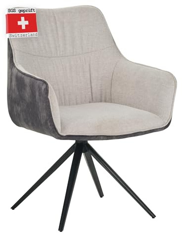 ALBATROS Drehstuhl PULA, Moderne Drehstühle fürs Esszimmer, Küche, Konferenzraum oder Büro, Küchenstühle Esszimmerstühle mit Drehfunktion und Dicker Polsterung, Stoff Beige