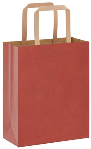 vidaXL Papiertragetaschen 250 Stk., Papiertüten mit Henkeln, Kraftpapiertüten, Geschenktüten für Einkaufen Hochzeiten Verpackungen Partys Geburtstag Weihnachten, Rot 18x8x22cm
