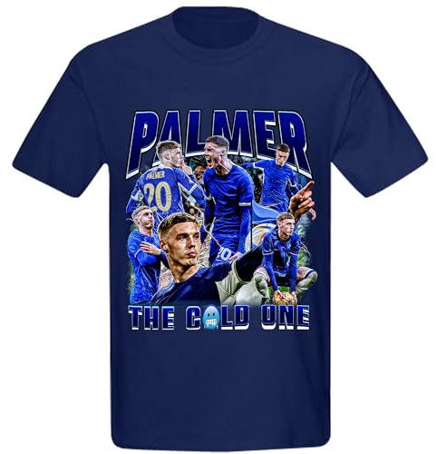 Cole Palmer 'The Cold One' England & Blues - Camiseta de jugador de fútbol americano en tallas para adultos y niños, diseño unisex de algodón, azul marino, Altoa única