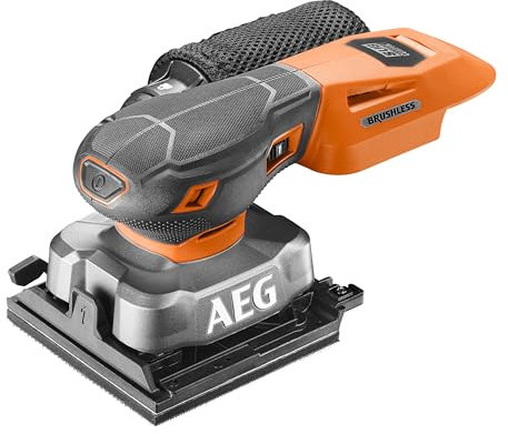 AEG - Ponceuse vibrante 18V SUBCOMPACT BRUSHLESS, 1/4 feuille, 7000 à 12000 osc/min, fixation scratch ou à pince (sans batterie) - BFS18SBL-14-0