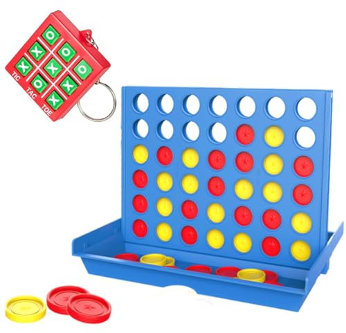 JAWUZ Pup Go 4 Gewinnt Mini Spiel Tragbar und EIN Tic Tac Toe - Vier Gewinnt Reisespiel Faltbar - Klassisches Strategiespiel aus Umweltfreundlichem Material - 4 in Einer Reihe für Kinder