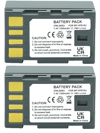 Lithium Battery 1Pc BN-VF815 BN-VF815U BN VF815 Battery ，Compatible For JVC， GZ-HD3, HD5, HD6, HD7, HD10, HD30, Everio GC-PX10 PX100 D720US D720EK(2 PCS)