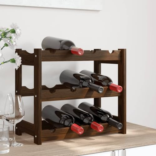 LLEZKBR Armoires et rangements - Casier à vin - Pour 12 bouteilles - Bois massif marron - Pin