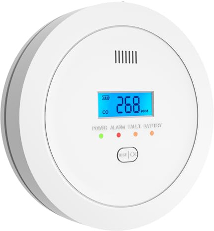 Carbon Monoxide Detector for Home,AA Battery Powered CO Alarms with Digital Display, CO Detectors with Test &Mute Button,10 Year Sensor Life Home Safety Alarm,Conforms to EN 50291,C02,1 PCS