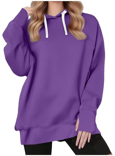 KOG Hoodie für Damen Winter Hooded Sweatshirt Einfarbige Kapuzenpullover 2025 Hoodies Frau Warmes Oberteil Elegant Teenager Mädchen Warm Bekleidung Oversize Fashion Baumwolle Oberteile