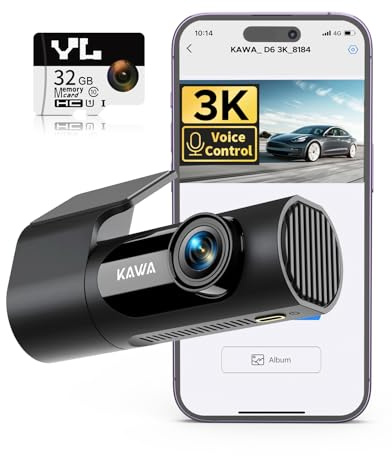 KAWA Dash Cam 3K Anteriore,Controllo Vocale,Modalità Parcheggio 24/7,Scheda SD 32GB,G-Sensor,dashcam 360 gradi,Visione Notturna,Registrazione in Loop,WiFi&APP, Telecamera Auto 3K,Camion,RV,SUV,Furgone