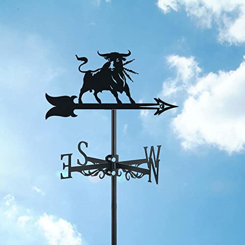 Veleta de Metal con Silueta de Toro para jardín, indicador de dirección del Viento para Exteriores, cobertizos, Patios, techos, césped, decoración de montaña, Bronce, Corrida de toros (Corrida de Tor
