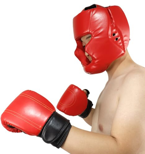 Casque Sparring Boxe Thai Enfant/Adulte, Casque Kick Boxing Enfant, Casques Boxe Absorbe Parfaitement Les Chocs Casques Boxes Pro Intégral, Chocs Visage Oreille Protecteur Tête Garde
