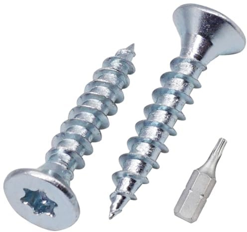 SKIR'CO (100 Stück) Holzschrauben aus verzinktem Stahl 2,5 x 20 mm, Torx Senkkopf, Spanplattenschrauben, durchgehendes Gewinde