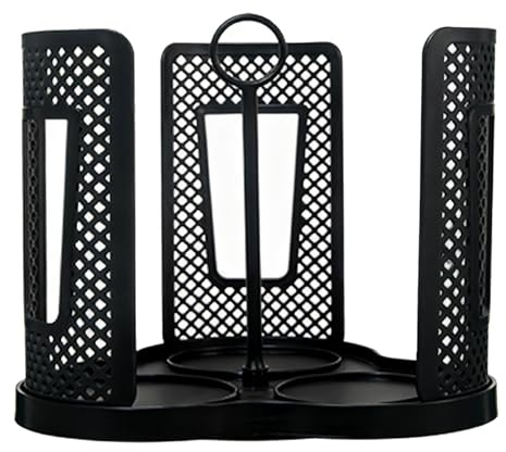 Ausla Portavasos Giratorio, Dispensador de Almacenamiento de Plástico con Rotación de 360, 3 Compartimentos para Organización de Cocina y Oficina (BLACK)