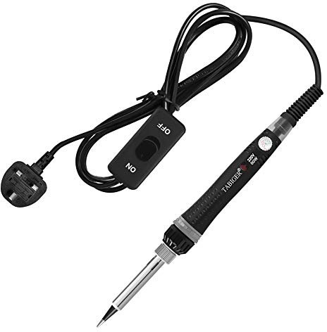 Tabiger Soldering Iron, Adjustable Temperature 60W Soldering Iron Gun with ON/Off Switch Portable Electric Welding Iron Pen, UK Plug, 200-450℃, Power Indicator Light, 1.6m Cable