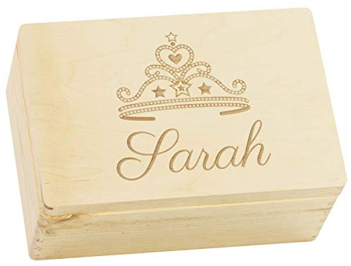 LAUBLUST Holzkiste Königin Motiv - Geschenkkiste Personalisiert mit Wunsch-Gravur - ca. 30 x 20 x 14 cm, Natur, FSC®