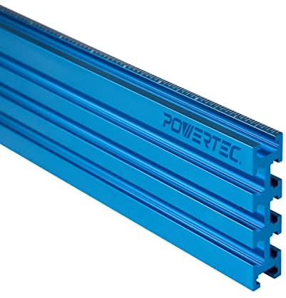 POWERTEC 71488 Valla en T de aluminio con medición láser de derecha a izquierda, 3 pulgadas de alto x 24 pulgadas de largo