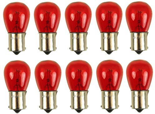 cyclingcolors Hintere Stopplampe, BA15S, 12V, 21W, Rot, Packung mit 10