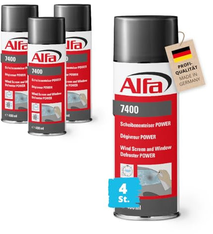 Alfa 4X Scheibenenteiser 400 ml Profi-Qualität Entfroster Scheibenentfroster Autoscheiben Türschloss Türdichtung Enteiserspray Eisfrei Spray schnelle Enteisung bis -20°C Winter