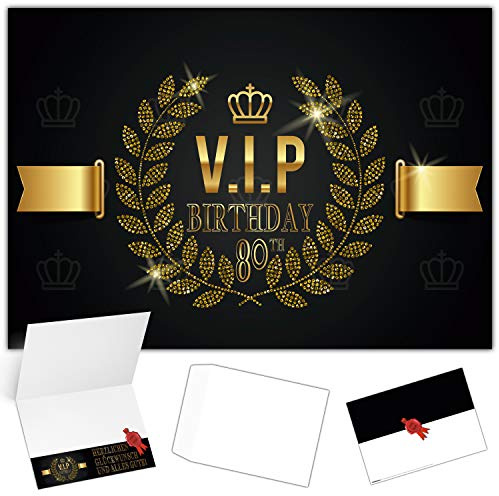 A4 XXL 80 Geburtstag Karte VIP 80th BIRTHDAY mit Umschlag - edle Geburtstagskarte Glückwunschkarte zum 80. Geburtstag für Frau Mann von BREITENWERK