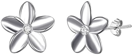 Philip Jones Sterling Silver Flower Earrings Created with Zircondia® Crystals