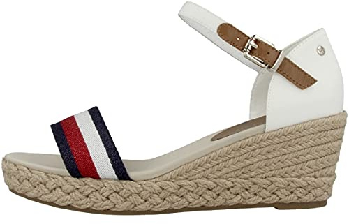 Tommy Hilfiger Sandalo Espadrillas con Zeppa, Donna, Bianco (Ecru), 38 EU