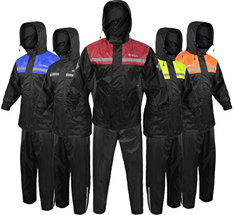 Alpha Cycle Gear - Combinaison de pluie imperméable réfléchissante pour homme et femme - Rouge - Taille L