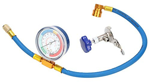 Tuyau de Recharge de Réfrigérant,Akozon R134A R12 Métal Tuyau de Auto Climatisation de Voiture Réfrigérant Tuyau de Adaptateur avec Guage