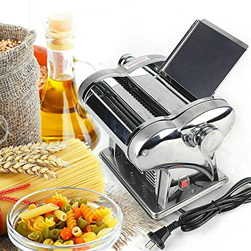 110V Electric Pasta Machine Automatic Noodles Dumpling Dough Skin Maker Two-knife Pressing Stainless Steel Producing High Yield Homemade Commercial Spaghetti Fettuccini Lasagna