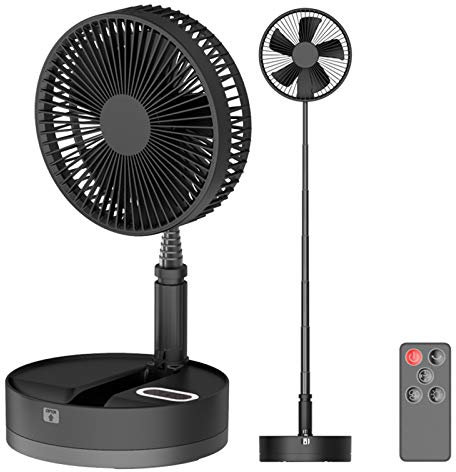 LTLWSH Ventilador de Mesa, Φ20cm Ventilador de Portátil Altura Regulable y Plegable, 45dB Silencioso, 4 Velocidades, Batería 10800mAh, Alimentado por USB,Negro