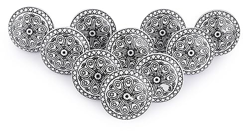 Ajuny Ceramic Knobs Printed Cupboard Door Drawer and Furniture Vintage Pulls for Kitchen Cabinets Bathroom Dresser Home and Office Pottery Decorative Knobs Set of 10, White Black