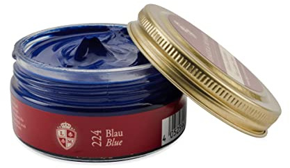 Langer & Messmer feinste Ledercreme zur Glattlederpflege - hochwertige Schuhcreme für die Schuhpflege 50ml | Für alle Glattlederschuhe geeignet | Blau
