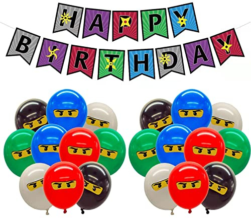 JINLAIYUN Kinder Geburtstagsfeier liefert Dekorationen Luftballons Kindergeburtstag Deko Ballons Partydekorationen für Jungen Cartoon Warrior Themed Birthday