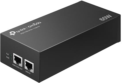 TP-Link TL-POE170S PoE++ Injektor (2 Gigabit-Ports, kompatibel mit 802.3af /at/bt, Gesamtleistung mit bis zu 60W, Wandmontage und Desktop-Design, Plug and Play) Schwarz