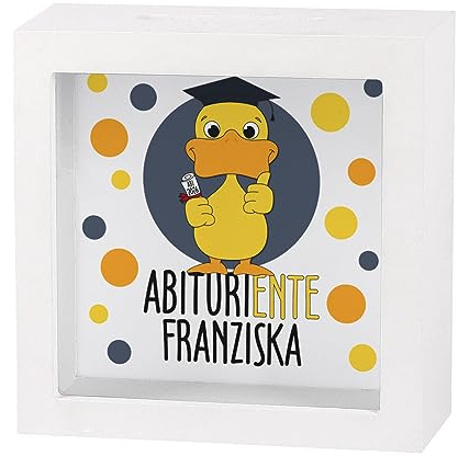Herz & Heim® Geldgeschenk zum Schulabschluss oder Abitur in Form Einer bedruckten Spardose als Bilderrahmen AbituriENTE - Personalisiertes Geschenk zum bestandenen Abi