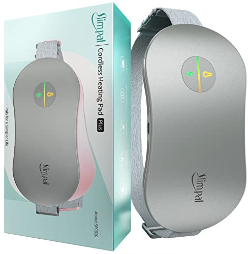 Slimpal Heat Pad for Period Pain Relief, Menstrual Heating Pad for Cramps, Portable Cordless Electric Wearable Heat Belt, Constant Working, Gifts for Her Women Girls, Grey