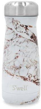 S'well Traveler Drinks Bottle, Calacatta Gold, 470ml. Vacuum-Insulated Travel Bottle Keeps Drinks Cold and Hot - BPA-Free Stainless Steel Water Bottle