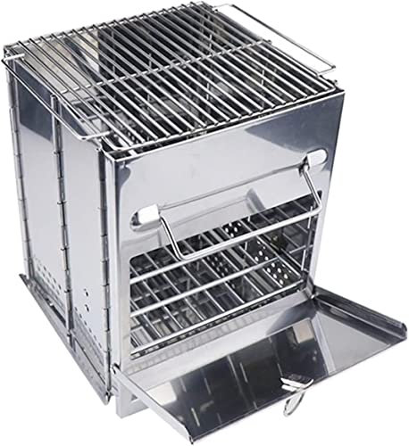 Gril à gaz Gril de Barbecue Pliable Barbecue à Charbon de Bois Portable Poignée Pliable Grill de Barbecue en Argent Camping Grill de Cuisson en Plein air (Couleur: Noir) (Noir)