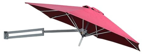 LBONG Sombrilla Terraza, Parasol para Pared de Jardin Terraza Parasol de Aluminio Inclinable con Techo de Ventilación y Sistema basculante(250cm/8.2ft,Red)