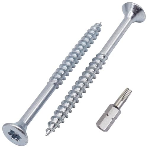 SKIR'CO (50 uds) Tornillos para madera de acero galvanizado 4,0 x 45 mm, Torx de cabeza avellanada, tornillos para aglomerado, parcialmente roscados