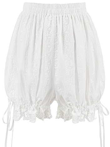 FCCAM Vintage Bloomers Damen Shorts mit Spitze viktorianische Shorts Bloomers Shorts Damen Vintage Bloomers Shorts Weiß Shorts