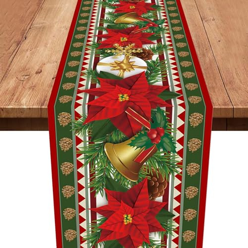 Tischläufer Weihnachten,Rot Grün Weihnachtstischläufer