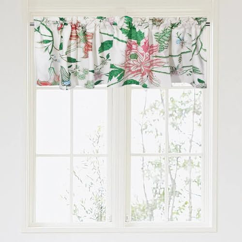 SUPERDANT Ricamo Fiori Finestra Mantovane Tende Ramo Foglie Mantovana Tenda per Finestra Cucina per Camera Da Letto Soggiorno Bagno Sala Da Pranzo