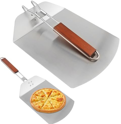 DSOPV Metal Pizza Peels, Pizza Peel Metal Pizza Spatula, 18X7 Inches Non Stick Pizza Paddle with Foldable Handle for Grill, Oven and Kitchen, Pizza Oven Accessories