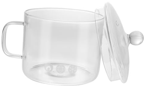 MAGICLULU Glas Kochtopf 13cm Aus Hochborosilikat Mit Griff Und Deckel Für Herdkochen Transparenter Simmertopf Für Milch Pasta Suppe