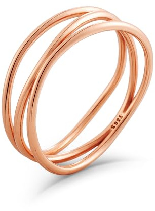 HAISWET Sterling Silver Celtic Knot Ring Band Rose Gold Color for Women Girls Size O
