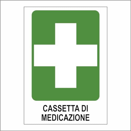 GLOBAL CARTELLO SEGNALETICO - CASSETTA DI MEDICAZIONE - Adesivo Extra Resistente, Pannello in Forex, Pannello In Alluminio (20X31 CM, Plastica)