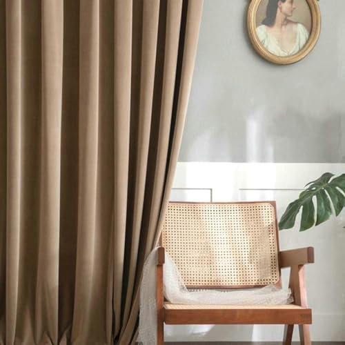 Daesar Verdunkelungsvorhänge Kaffee 2er Set, Blickdichte Vorhänge Stangendurchzug Nordisch Einfarbig 132x244CM Schlafzimmer Gardinen und Vorhänge Fenster
