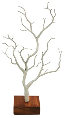 YOGOTEU Schmuckständer, Baum, kleiner Schmuckhalter, Organizer, Halskettenhalter, Ausstellungsturm mit Holzsockel für Ohrringständer, Holz, Display für Schmuck