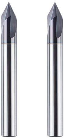 SpeTool 2 Stück Fasenfräser Gravierfräser 3 Flöten V Nutfräser 6mm Schaft 60 Grad VHM Gravierstichel Schaftfräser Holzfräser mit TiAlN Beschichtung CNC Fräser für Oberfräse