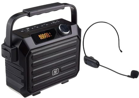 Amplificador de voz para profesores, micrófono inalámbrico y altavoz de 30 W, Bluetooth 5.0, sistema PA portátil con eco, FM, altavoz megáfono compatible con tarjeta USB/TF/auxiliar para aula, hablar,