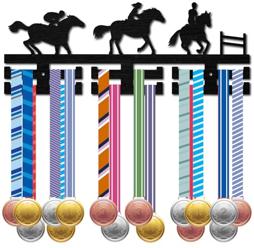CREATCABIN Medaillenhalter Für Pferde Wandmontage Dekoration Aufbewahrungsregal Für Rennauszeichnungen Für 30+ Medaillenbänder Zum Aufhängen Präsentation Reiten Outdoor Gewinner Geschenk 40x15cm